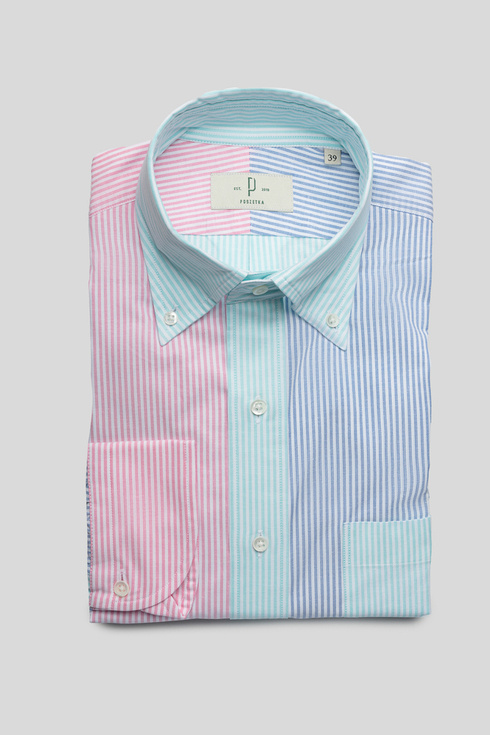 Blue, Pink and Turquoise Stripe OCBD Fun Shirt