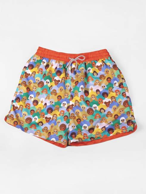 Swim shorts with faces