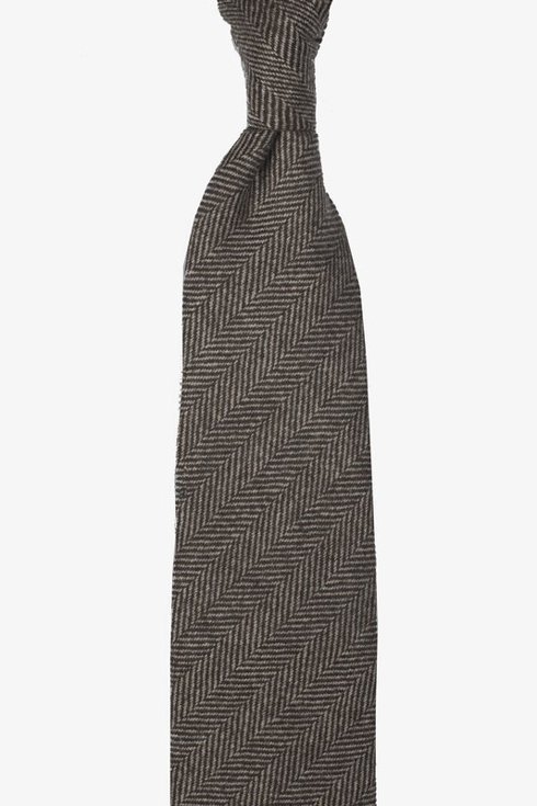 BROWN FLANNEL UNTIPPED HANDROLLED TIE
