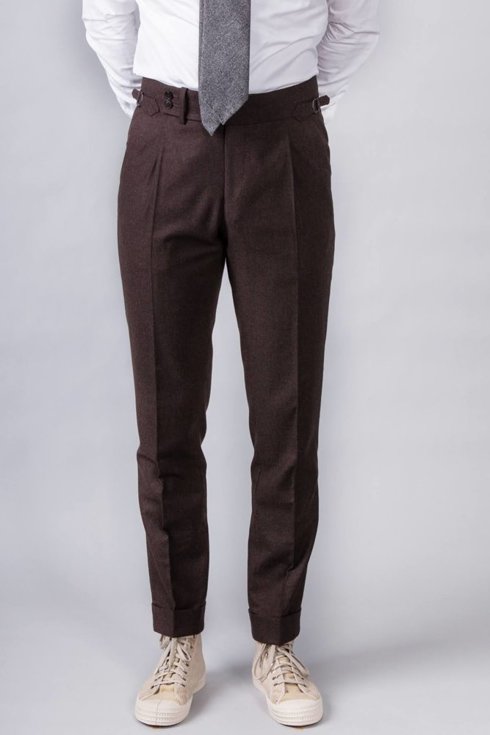 Brown flannel trousers "John"