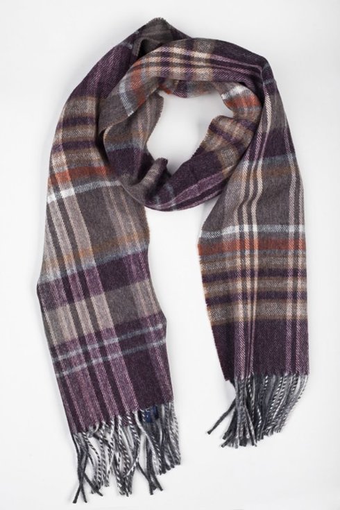 CHECKED WOOL & CASHMERE SCARF