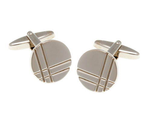 Classic cufflinks with indented crossed lines
