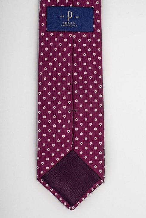 Fuchsia printed three fold silk tie