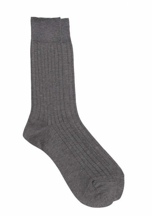 Grey 100% Mercerized Cotton Socks - Fil D'écosse