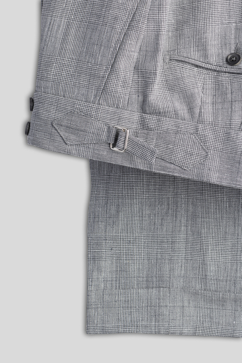 Grey PoW Check Wool and Linen Suit