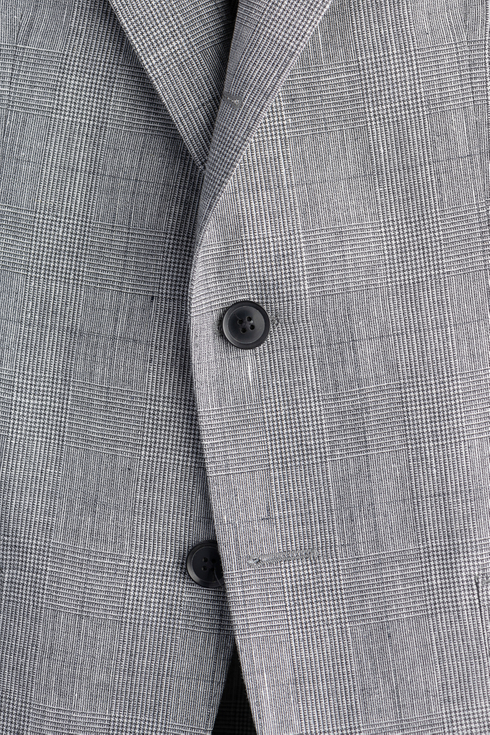 Grey PoW Check Wool and Linen Suit