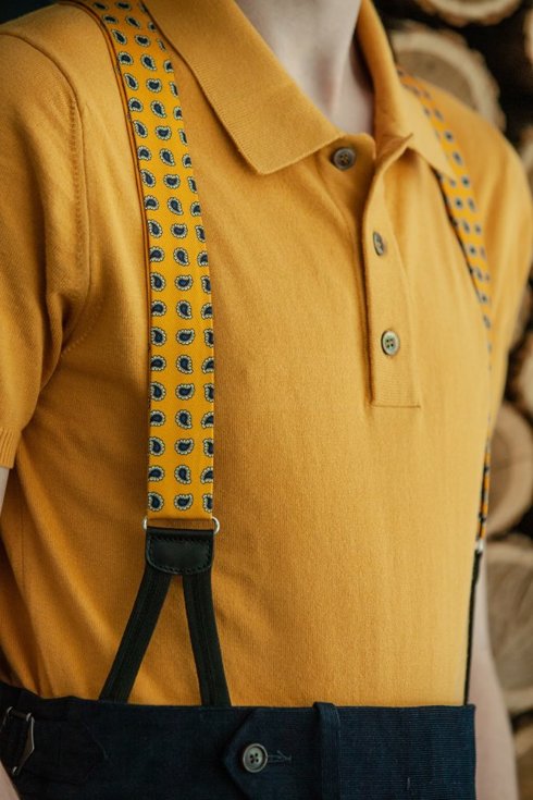 Mustard knitted polo shirt 