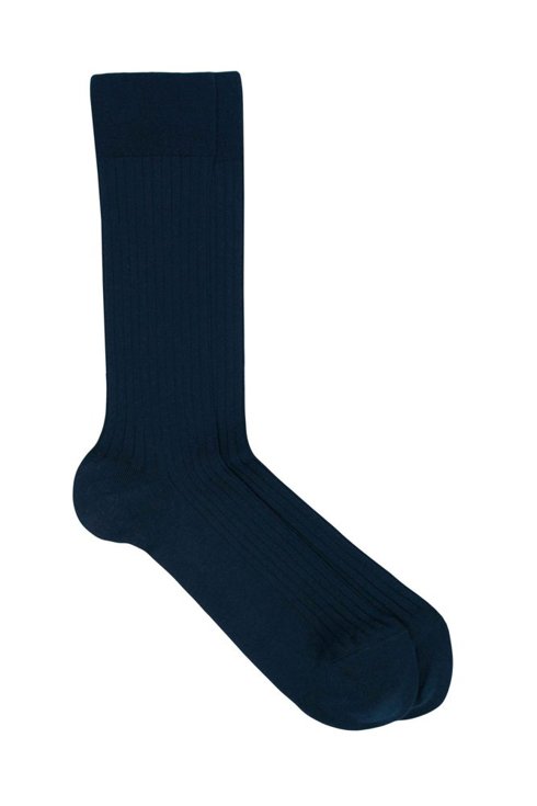 Navy Cotton Socks - Fil D'écosse