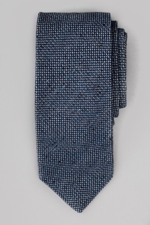 Navy melange wool & silk casual tie