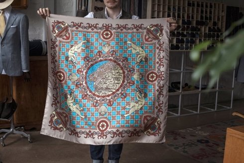 "Positano" Silk scarf 100 cm