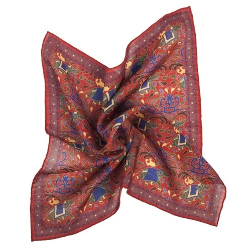 RED macclesfield pocket square