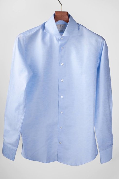 Sky blue linen & cotton Albini shirt 