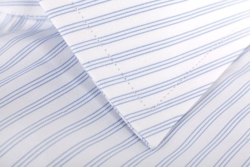 Sky blue striped shirt with semi-spread collar