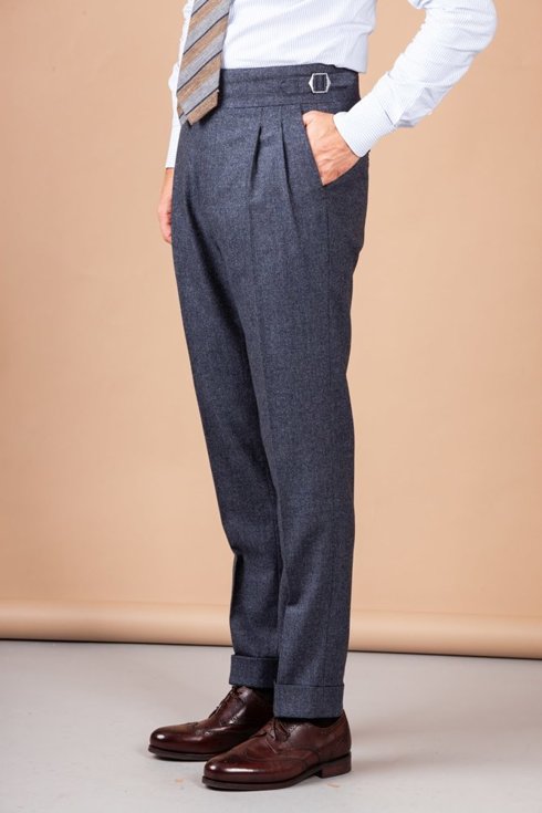 Slate gray flannel trousers "Alfred"