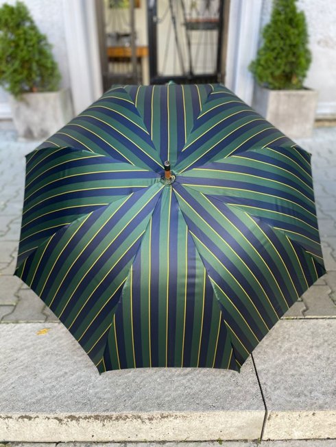 Striped long wooden umbrella by Mario Talarico