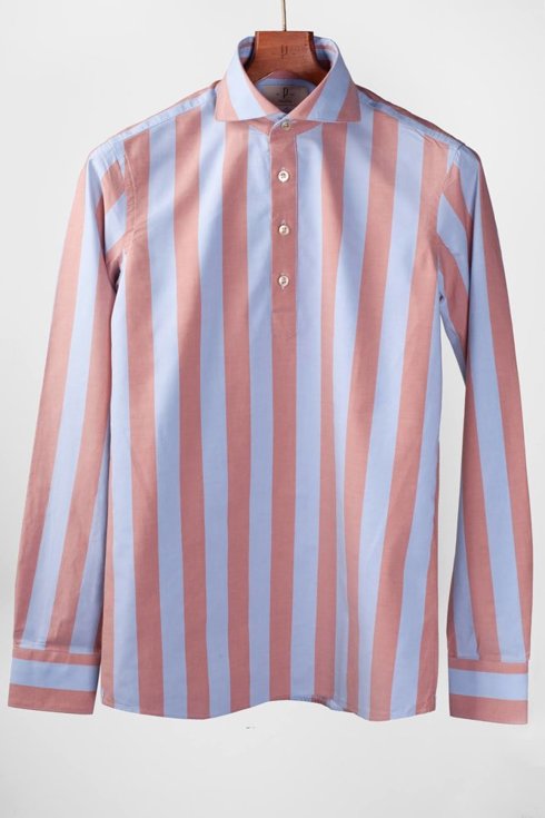 Stripped cotton & lyocell Albini popover shirt 