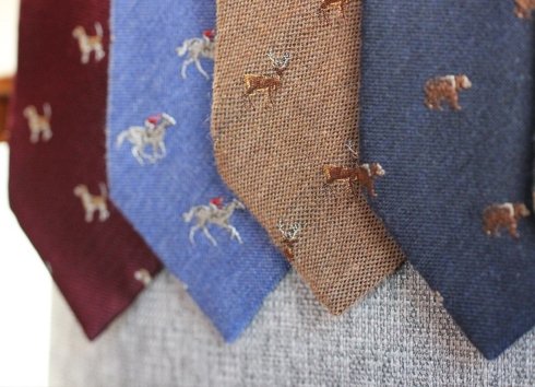 brown silk&wool tie DEER