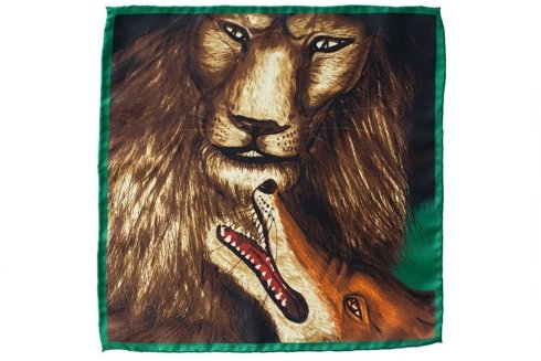 pocket square 'Lion with fox'