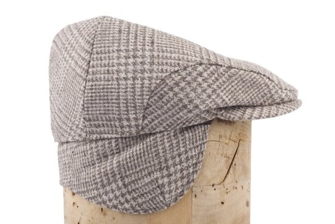 prince wales flat cap with ear flaps Marling & Evans undyed wool