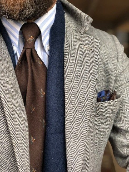 untipped wool challis tie brown duck