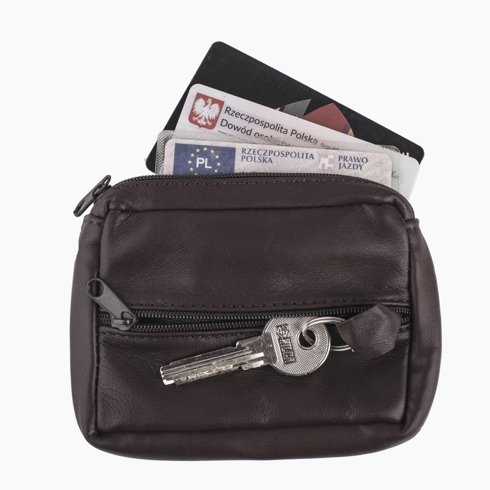 wallet with zipper dark brown