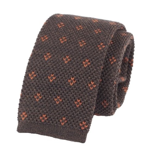 woolen brown knit tie