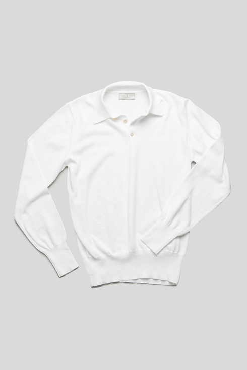  Biała Koszulka Polo z Długim Rękawem