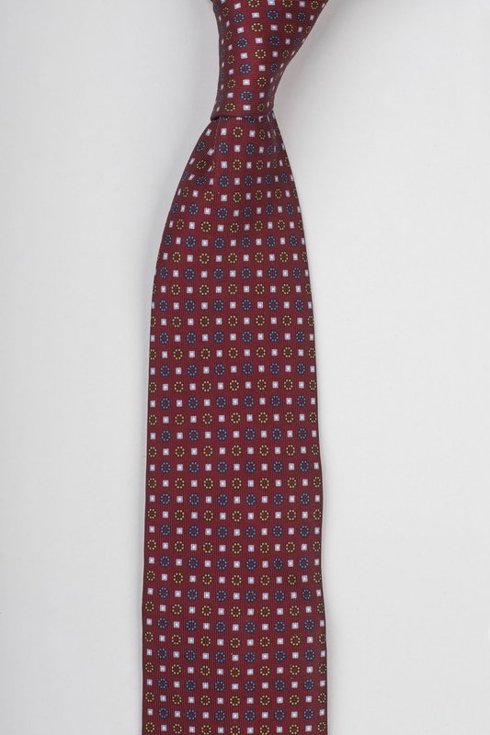 Bordowy krawat z jedwabiu drukowanego Macclesfield