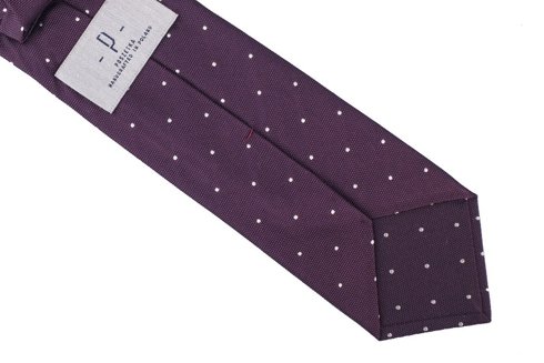 Burgundowy krawat z jedwabiu żakardowego polka dots 8 cm x 148 cm