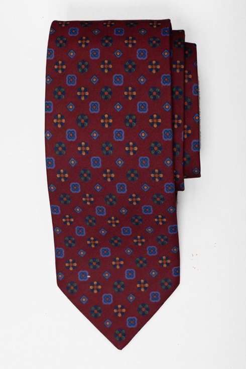 Czerwony krawat Ancient Madder Silk z motywem kwiatów