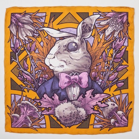 Poszetka jedwabna "Baśniowy królik"- limitowana seria z okazji 10 urodzin