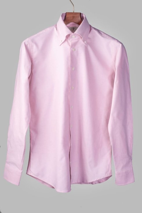 Różowa koszula OCBD ze strukturą szantungu