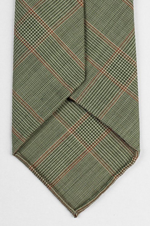 Wełniany krawat z motywem oliwkowej kraty