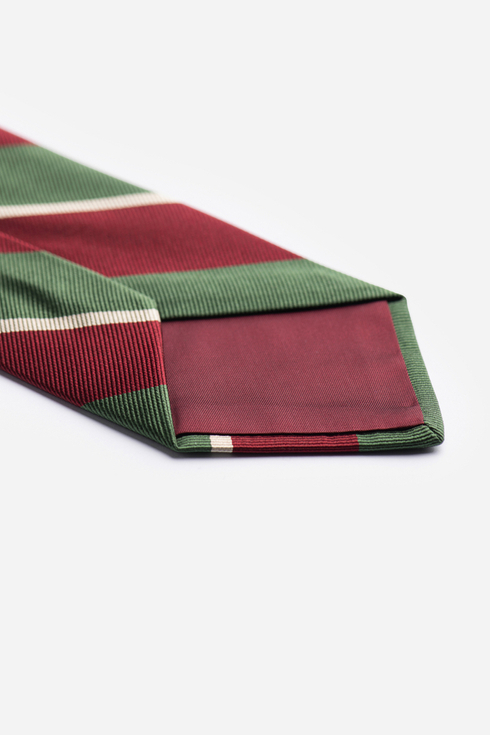 Zielony krawat regimental z jedwabiu żakardowego